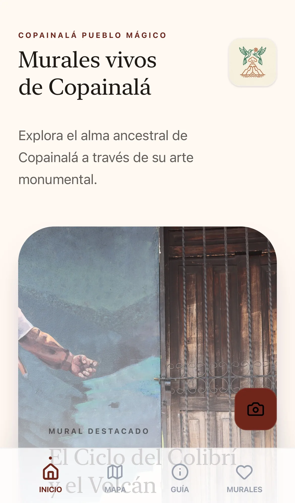 Inicio móvil de la experiencia publicada.